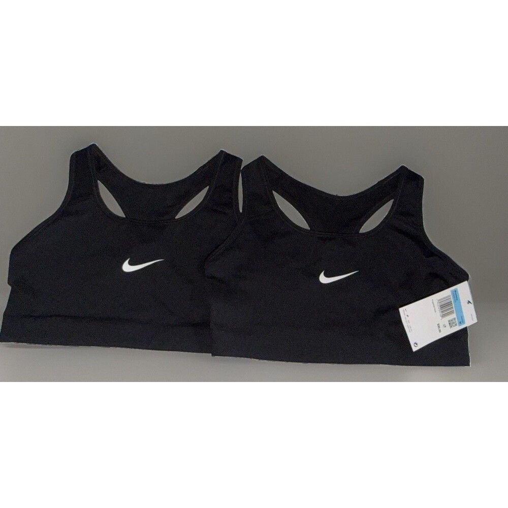 NWT Womens Nike Swoosh 2.0 Sports Bra Lot 2 Black Sz M